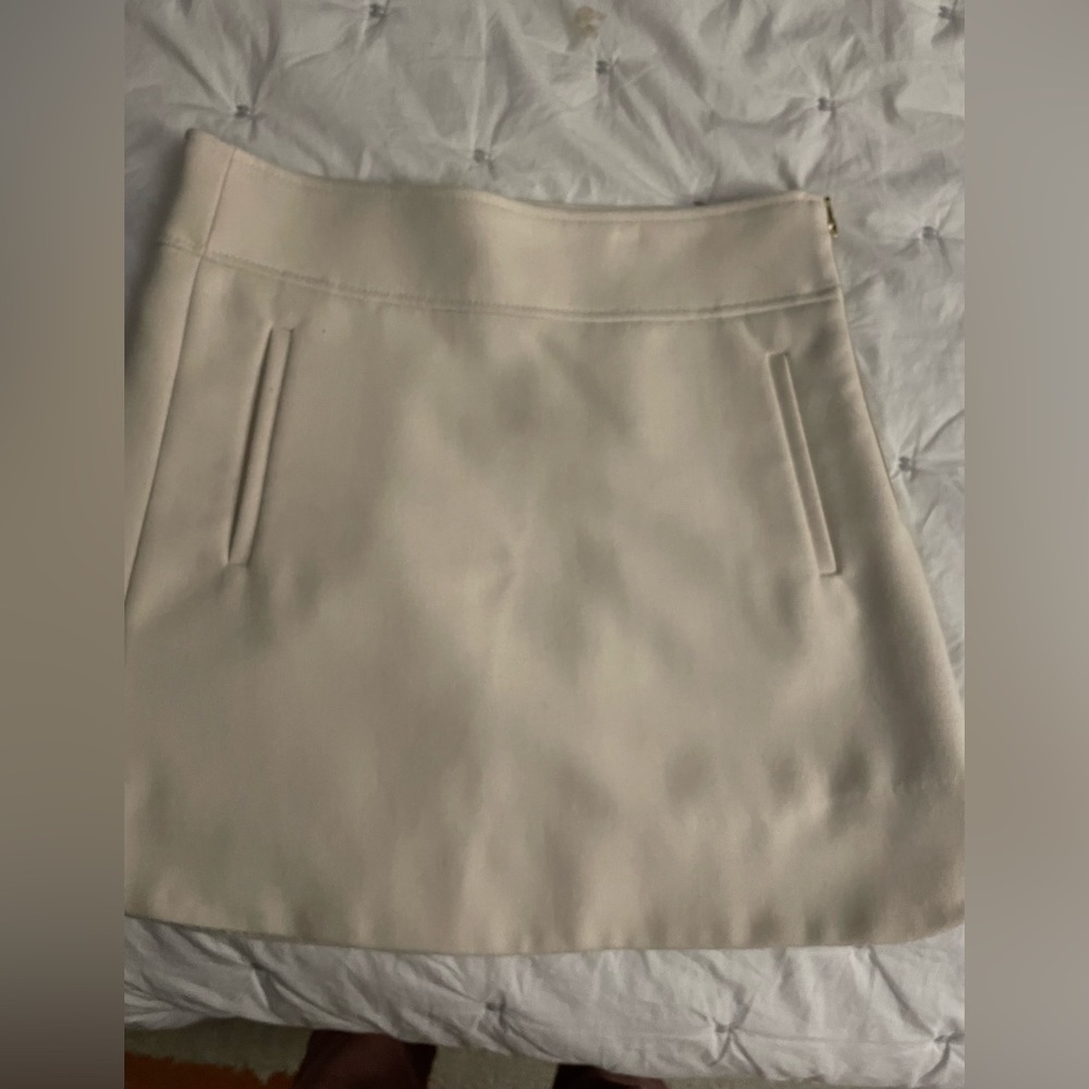 Cream wool mini skirt
